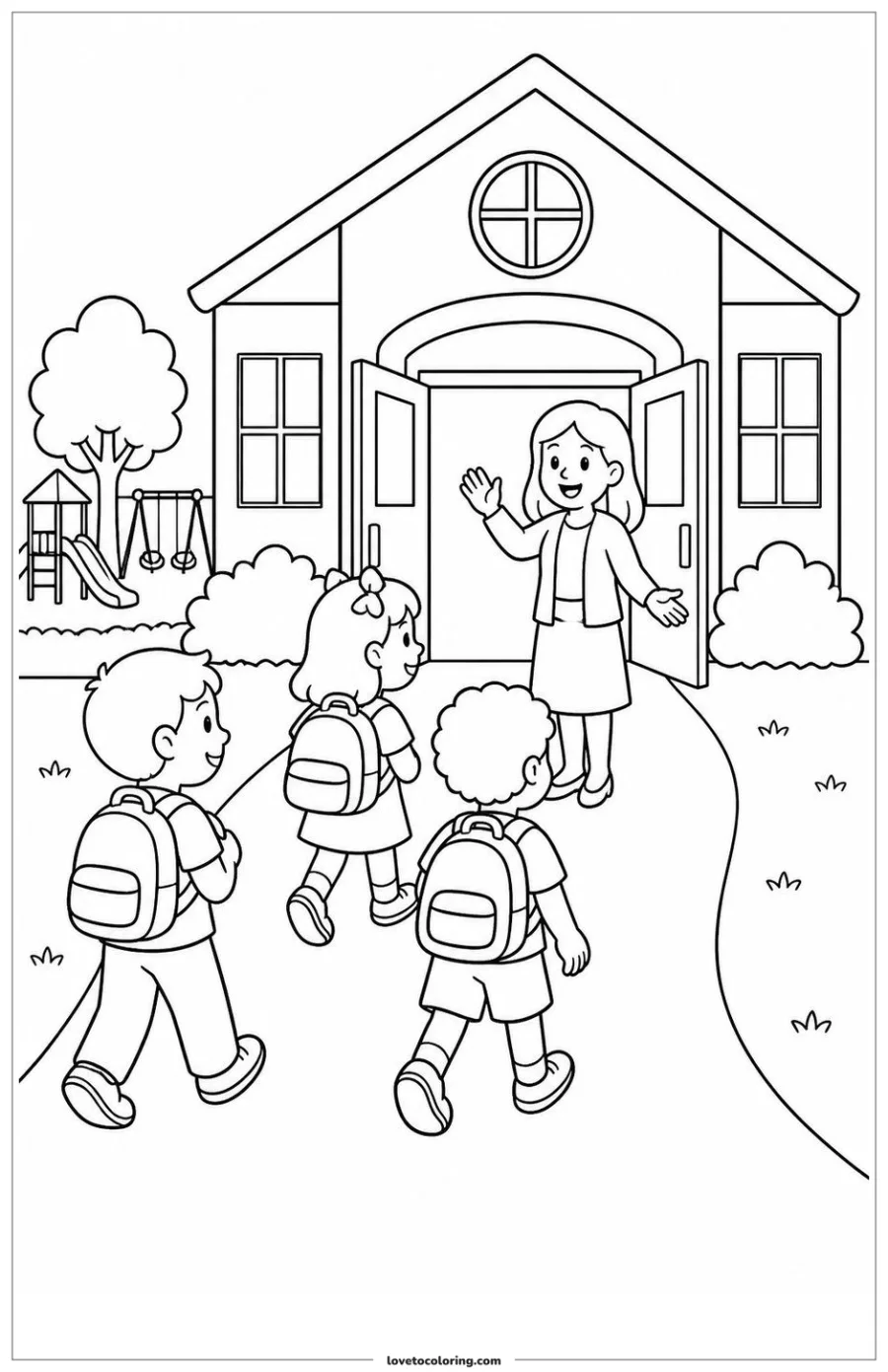 Dibujo para colorear de school arrival
