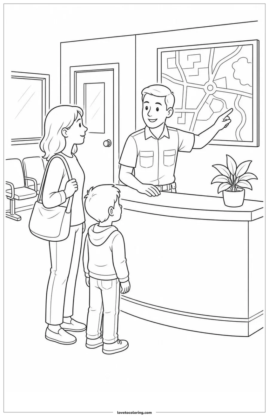 Dibujo para colorear de police help desk