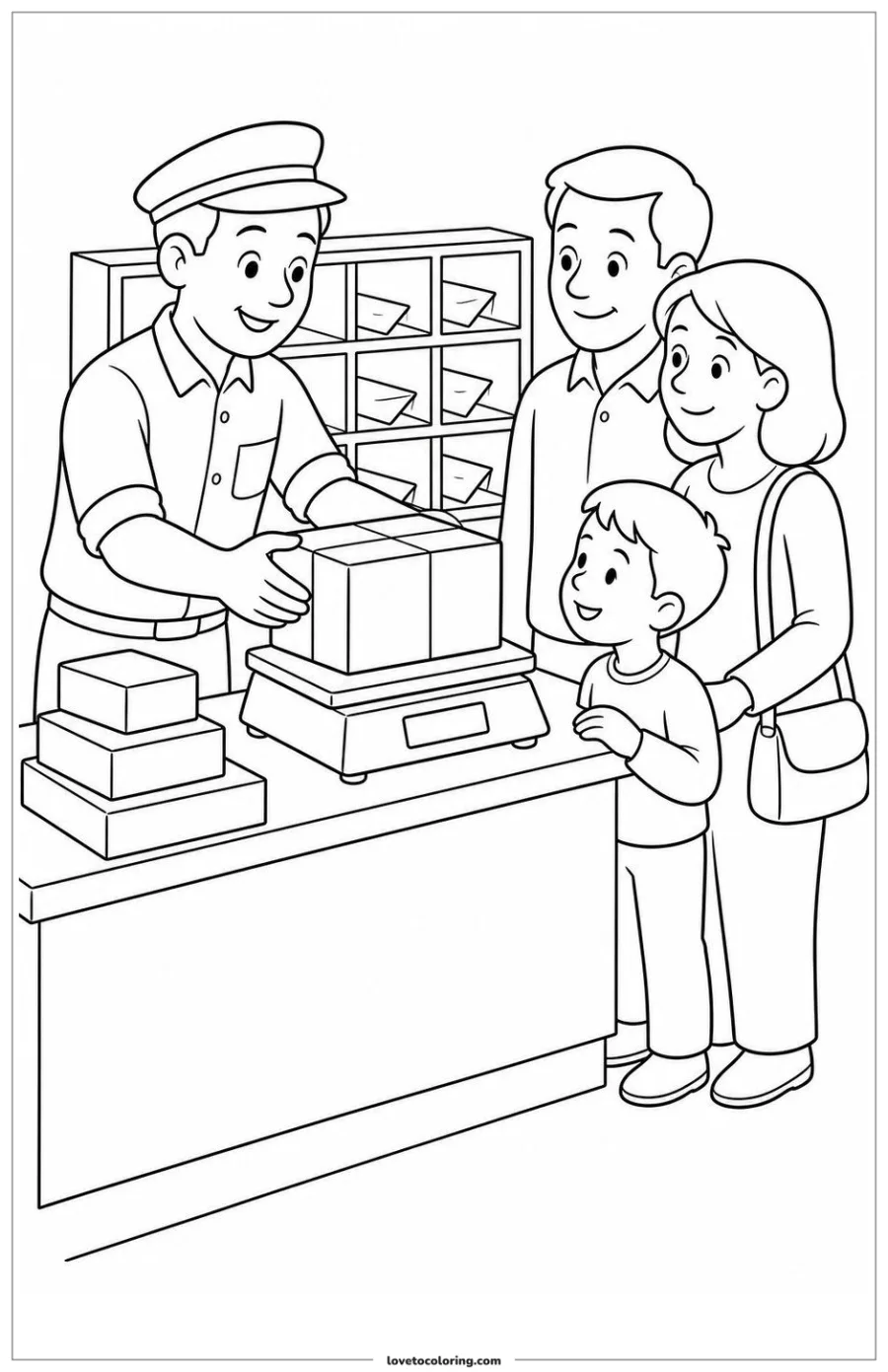 Dibujo para colorear de post office parcel