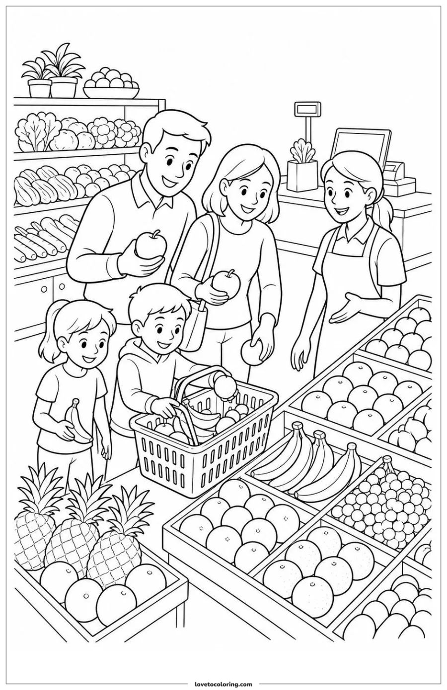 Dibujo para colorear de grocery store produce