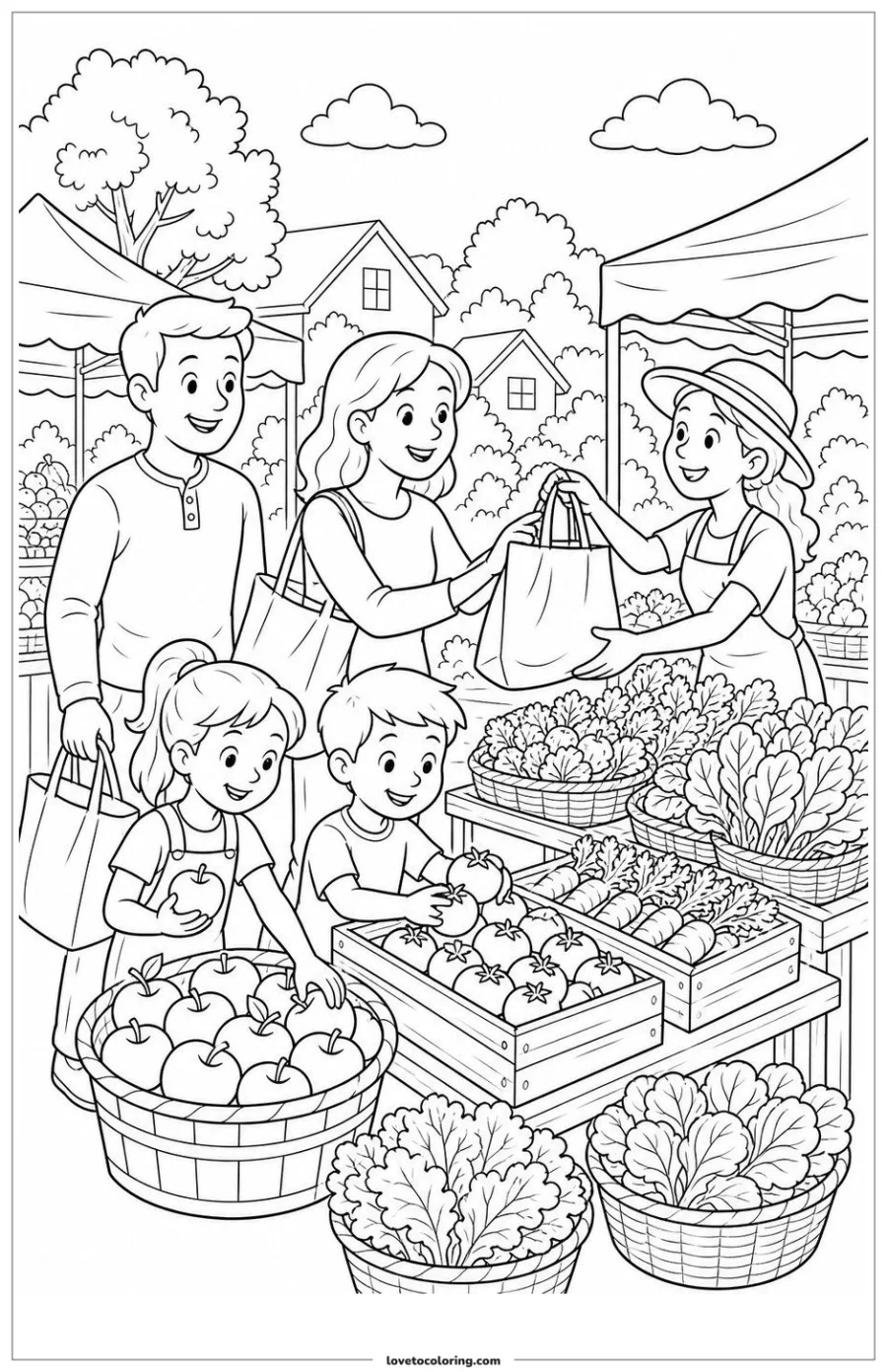 Dibujo para colorear de farmers market produce