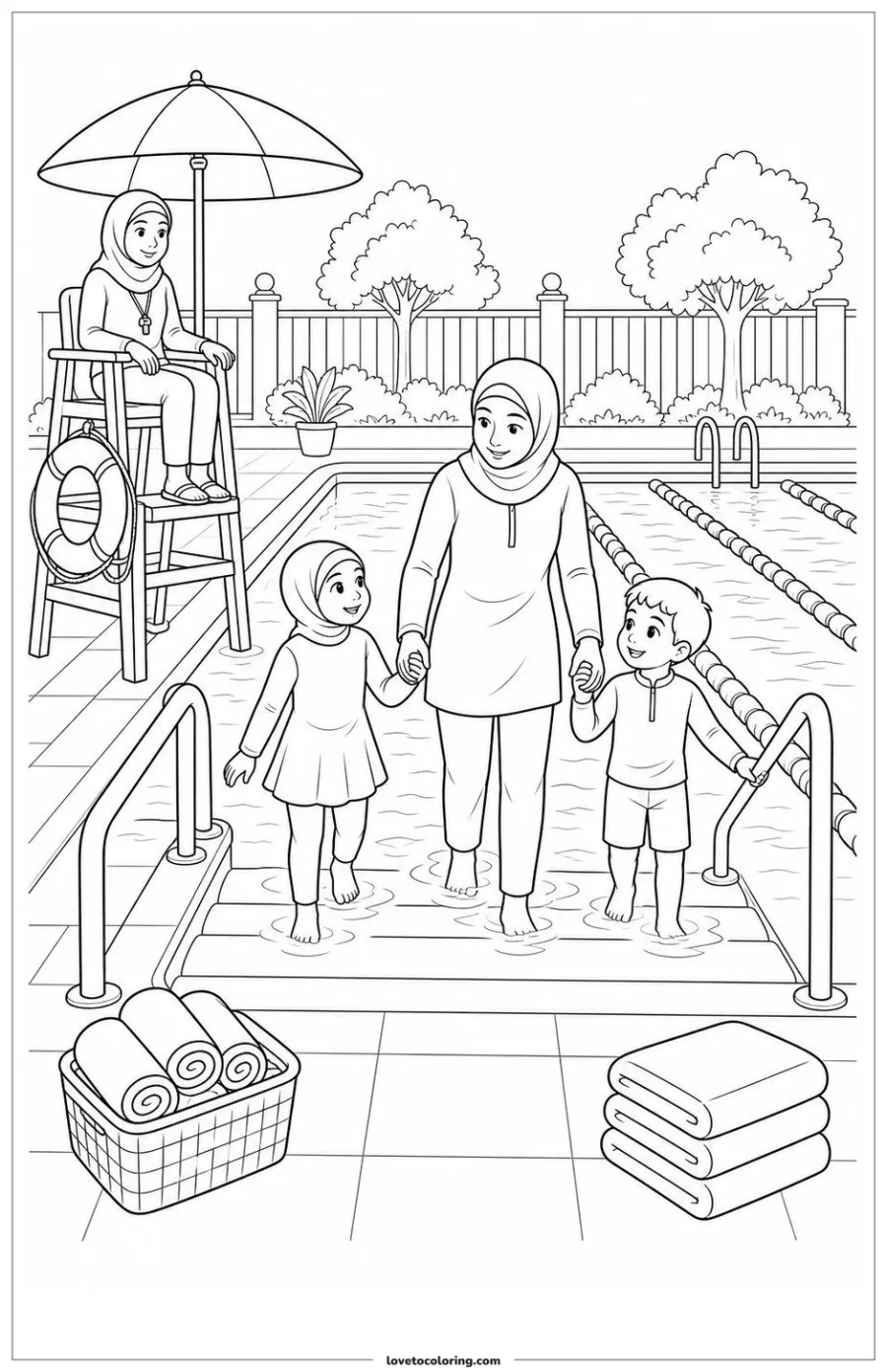 Dibujo para colorear de public pool safety