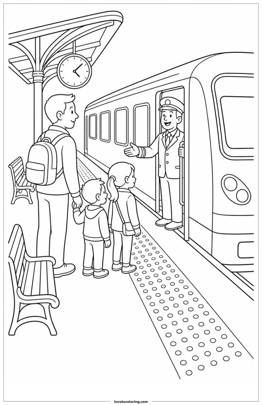 Dibujo para colorear de train station safety