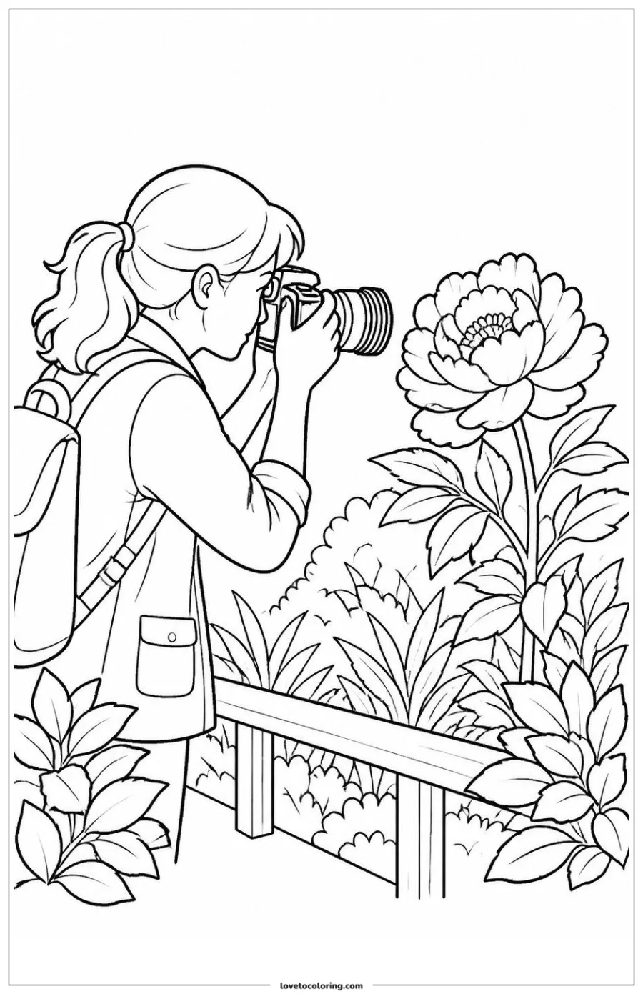 Dibujo para colorear de framing a flower photograph