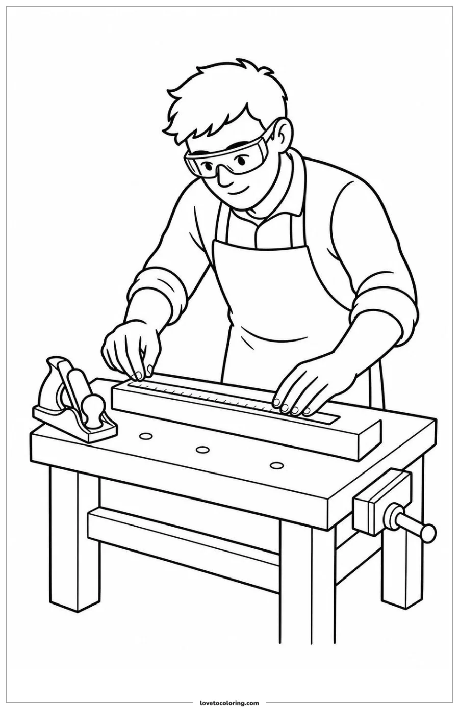 Dibujo para colorear de measuring a board safely