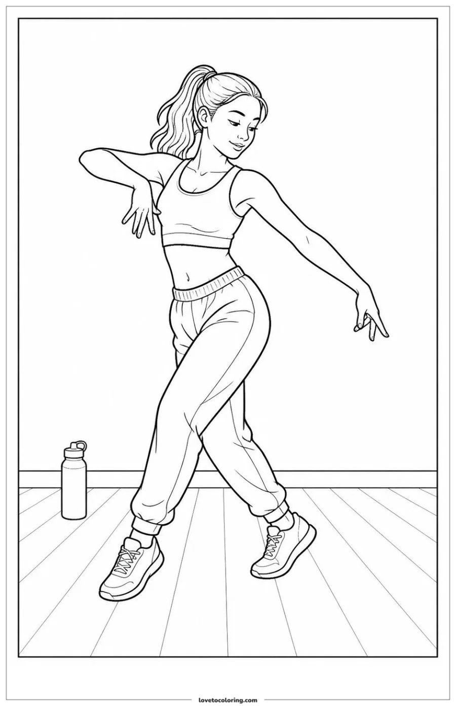 Dibujo para colorear de practicing a dance step
