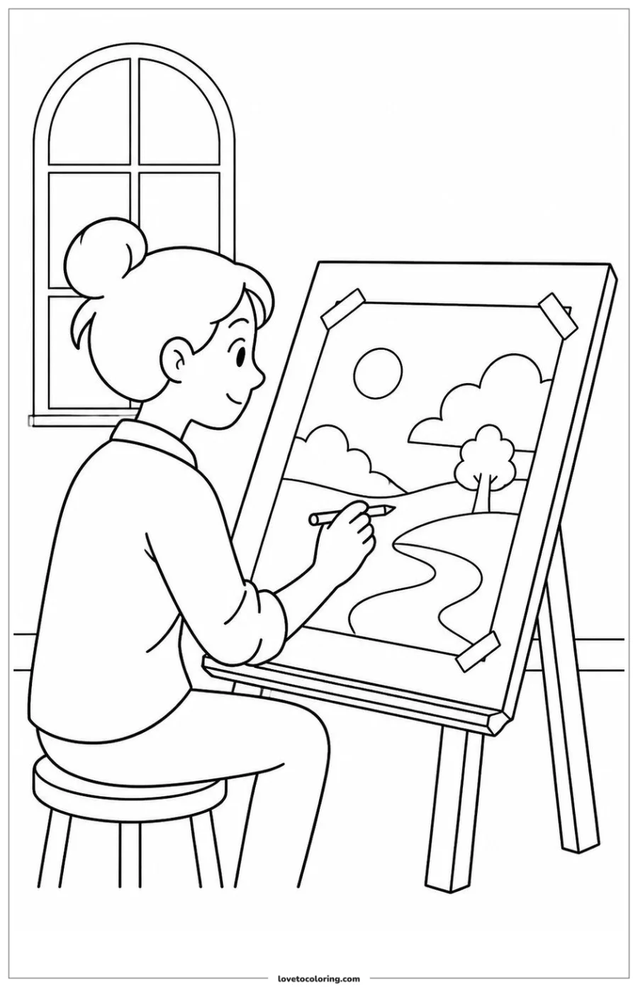 Dibujo para colorear de sketching a story scene