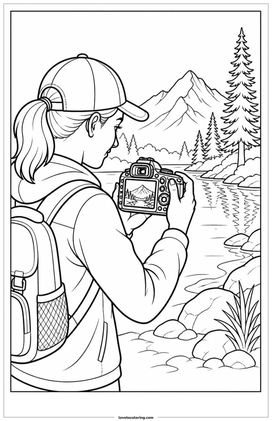 Dibujo para colorear de reviewing a nature photograph