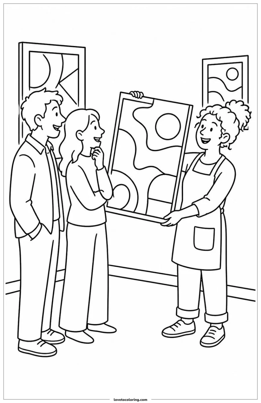 Dibujo para colorear de sharing a finished painting