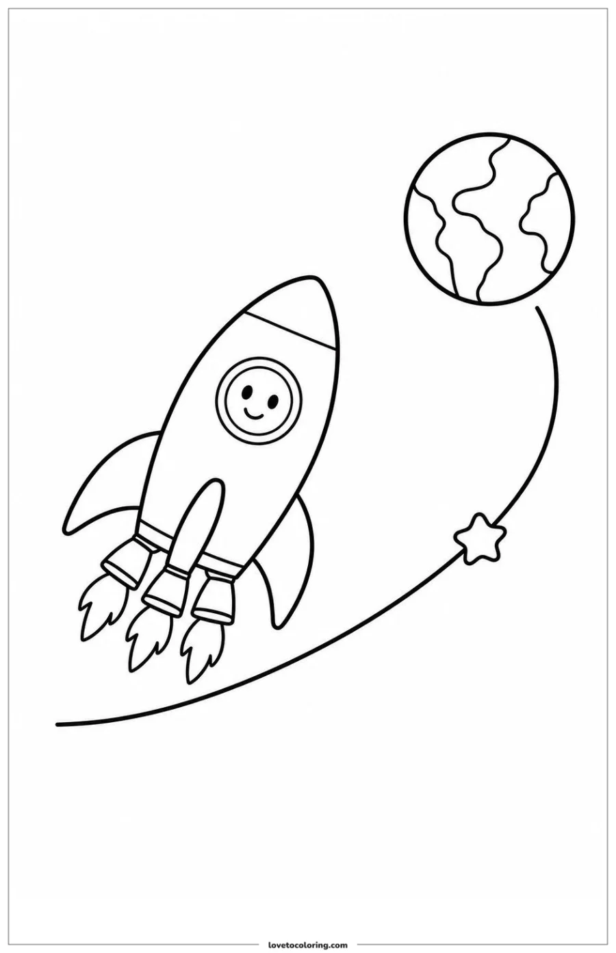 Dibujo para colorear de cohete rumbo a la órbita