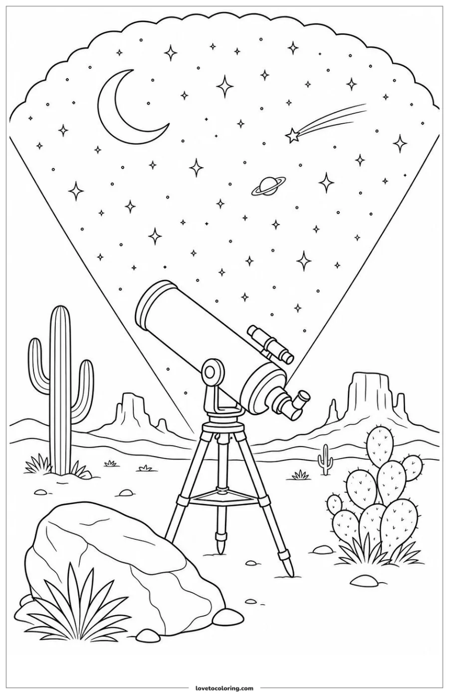 Dibujo para colorear de telescope night-sky