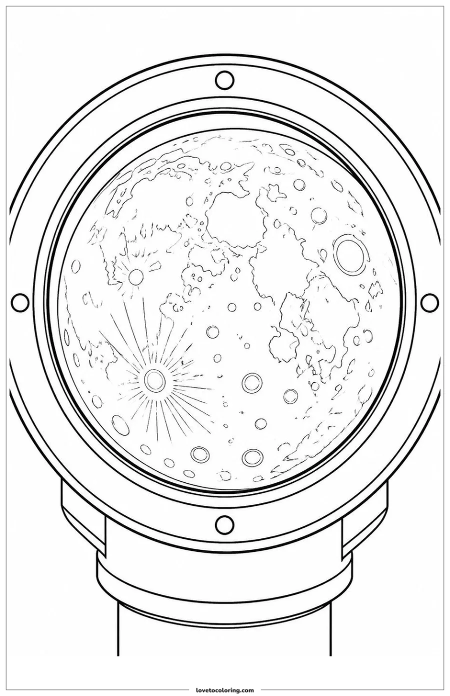 Dibujo para colorear de moon through a telescope rim