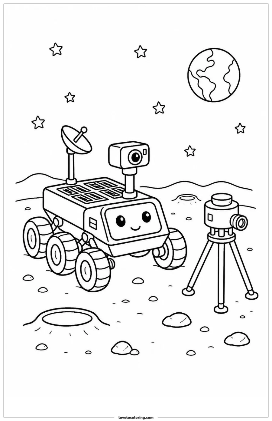 Dibujo para colorear de moon rover stopping beside an instrument