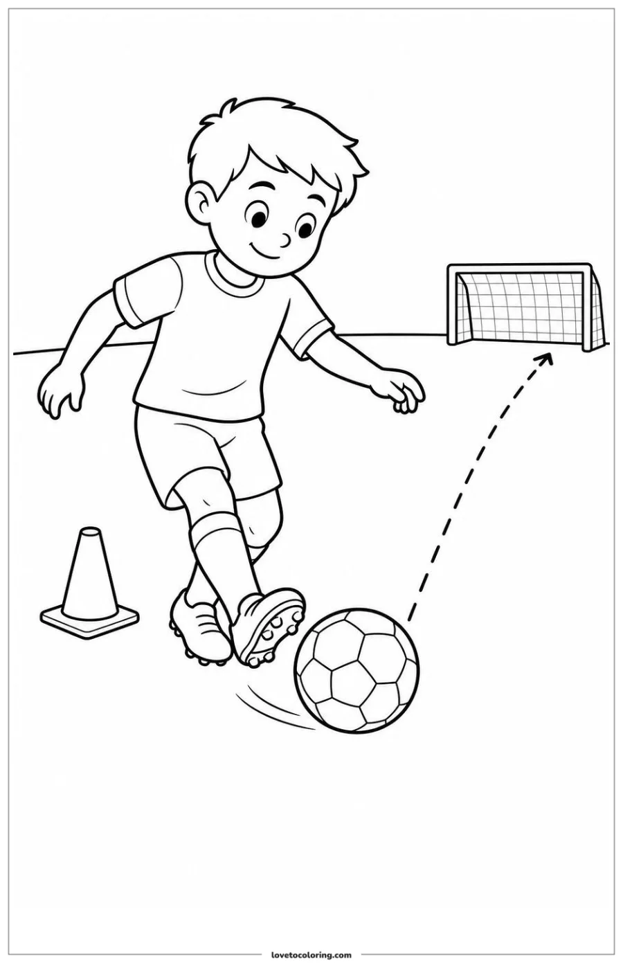 Dibujo para colorear de soccer player practicing a kick