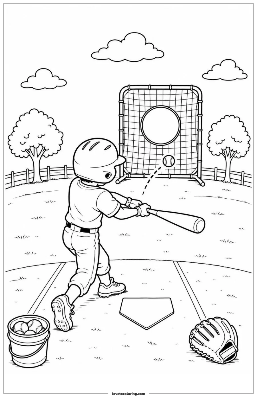 Dibujo para colorear de baseball player aiming toward a clear target