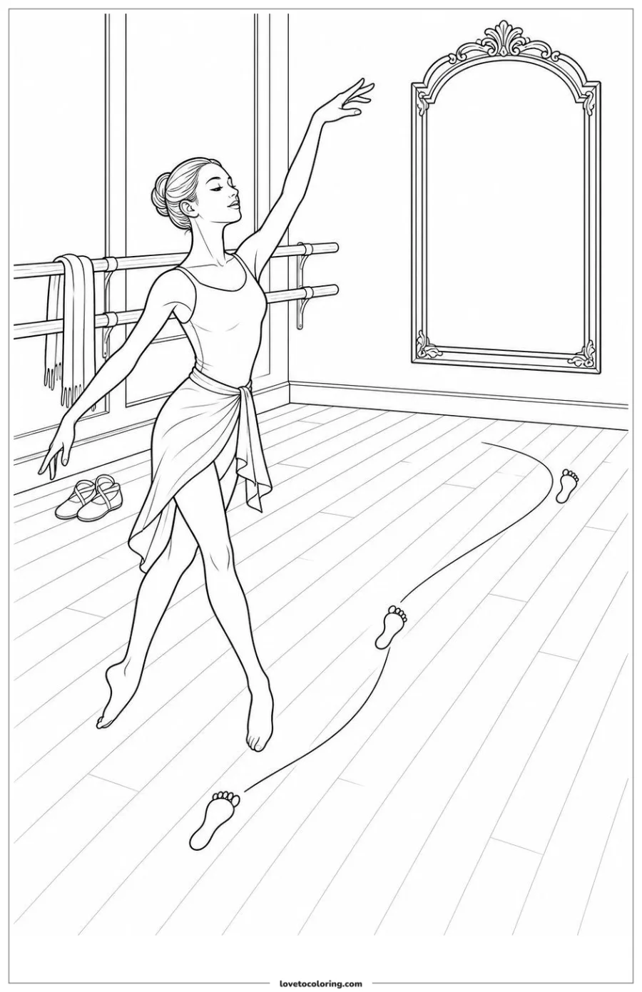 Dibujo para colorear de dancer moving along a clear route