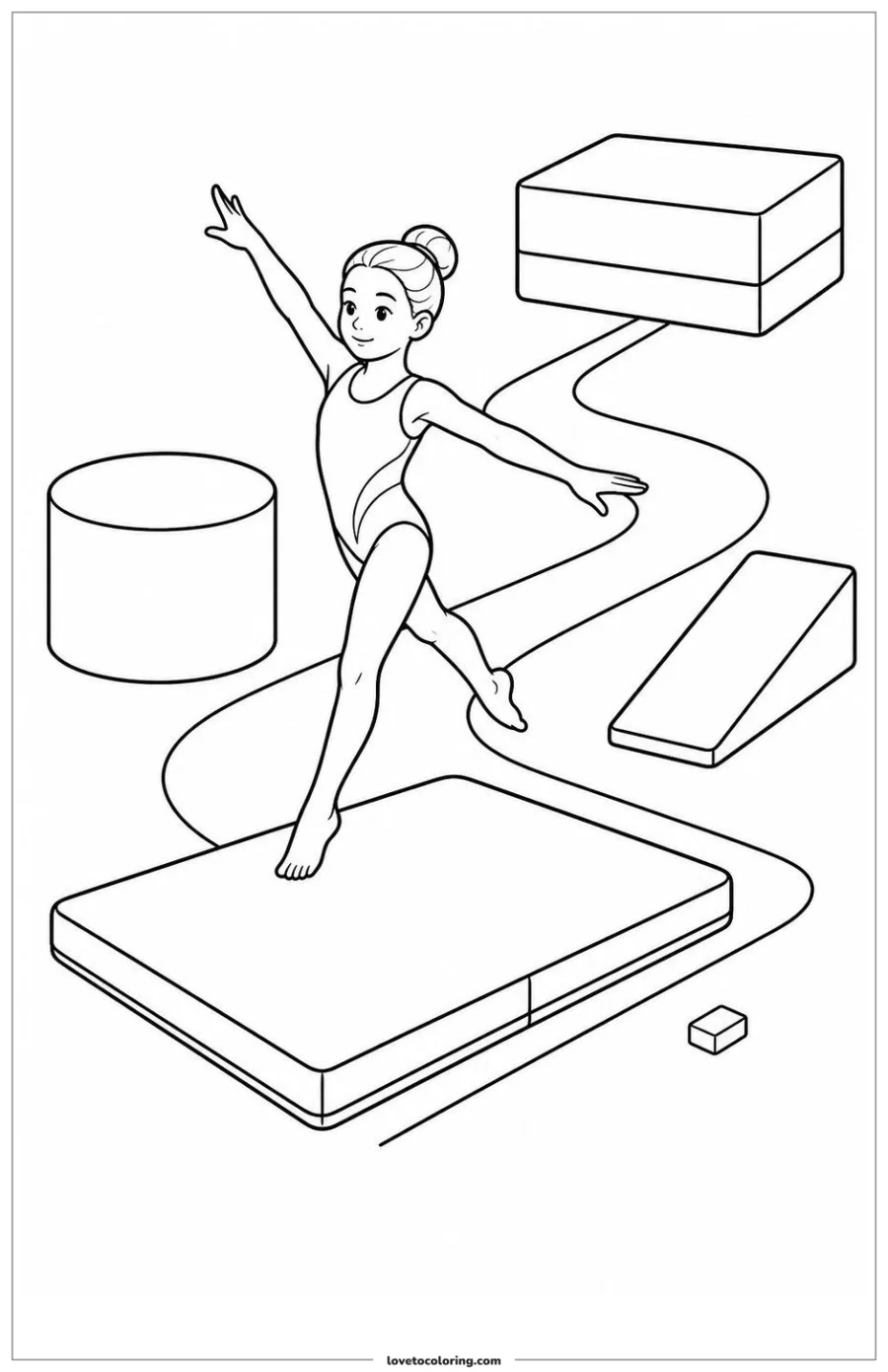 Dibujo para colorear de gymnast moving through a routine