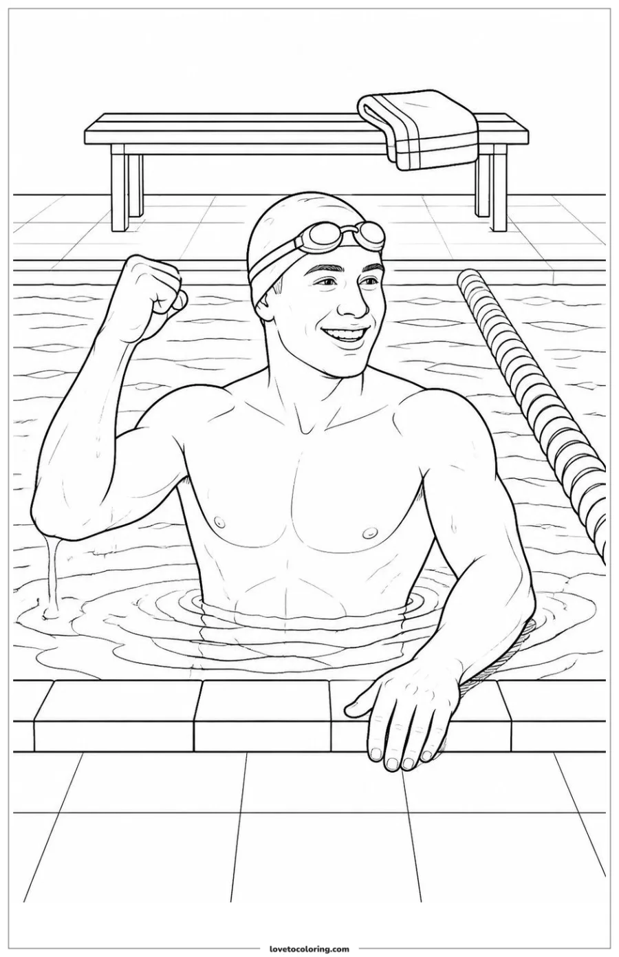 Dibujo para colorear de swimmer completing a successful attempt