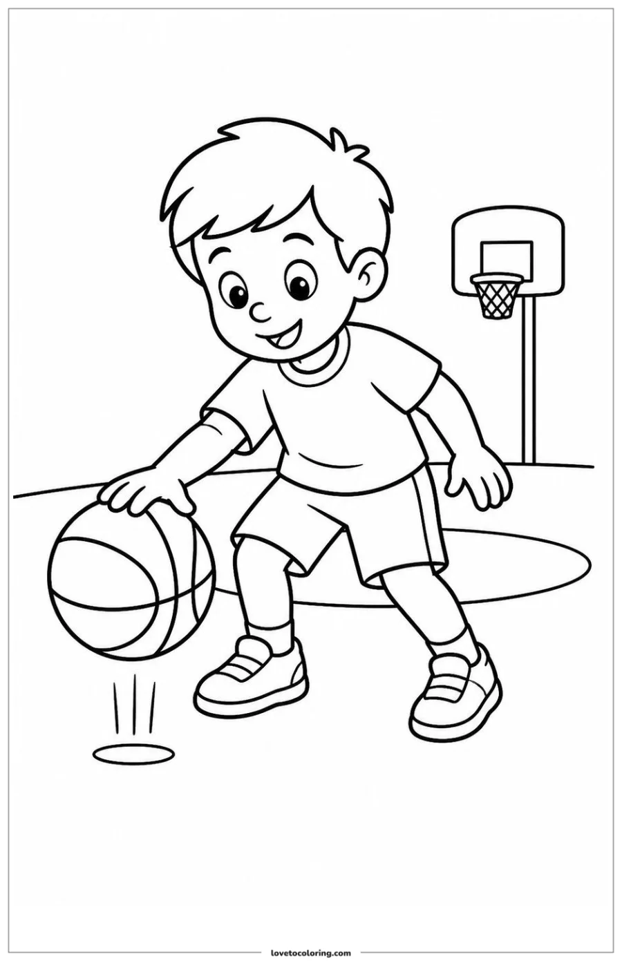 Dibujo para colorear de bouncing a basketball