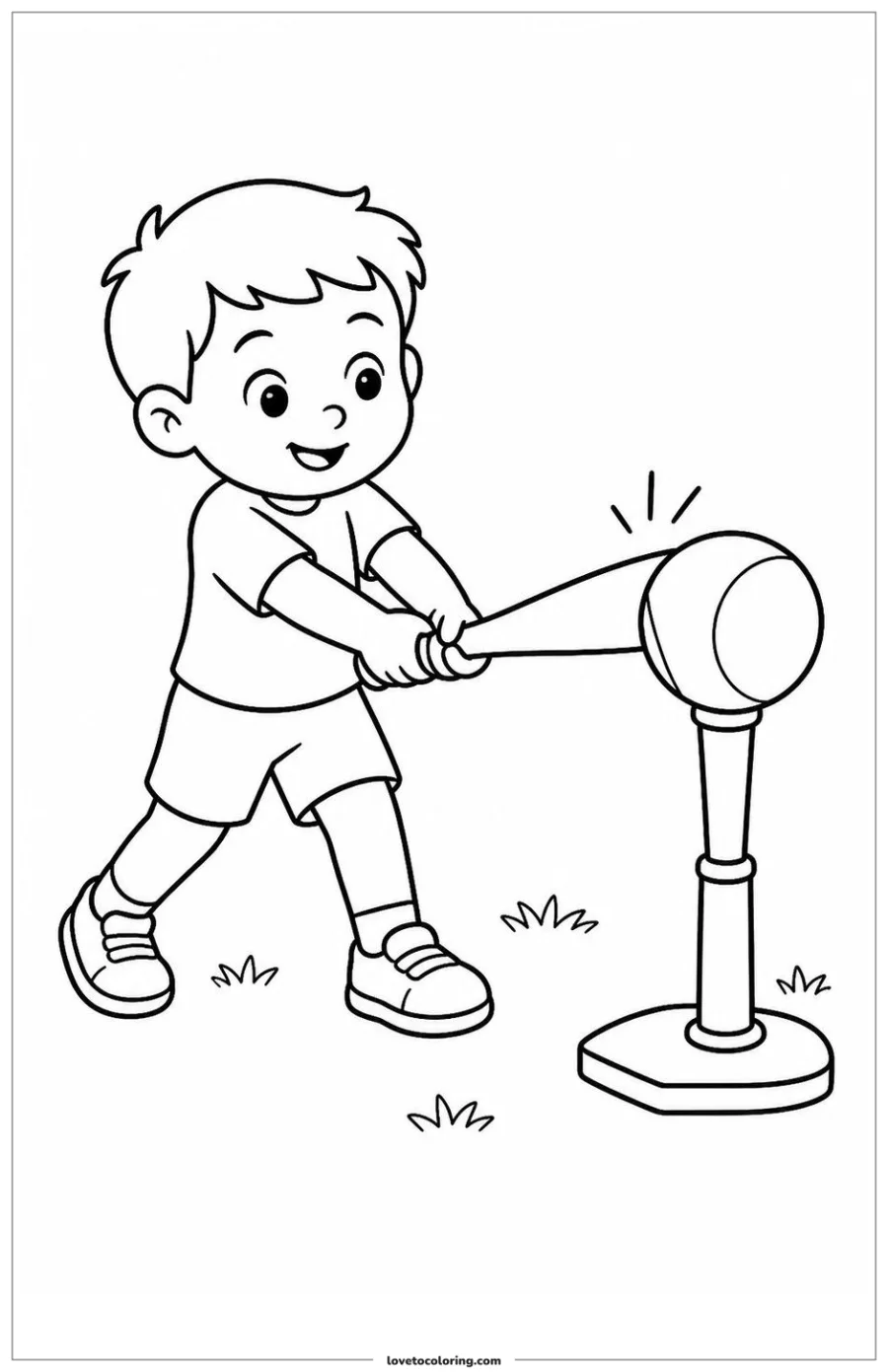 Dibujo para colorear de hitting a ball from a tee