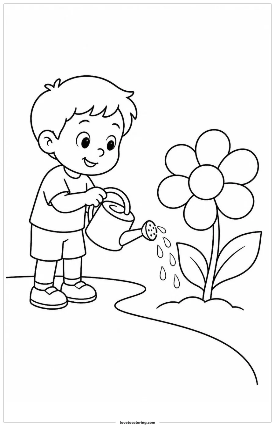 Dibujo para colorear de watering a flower