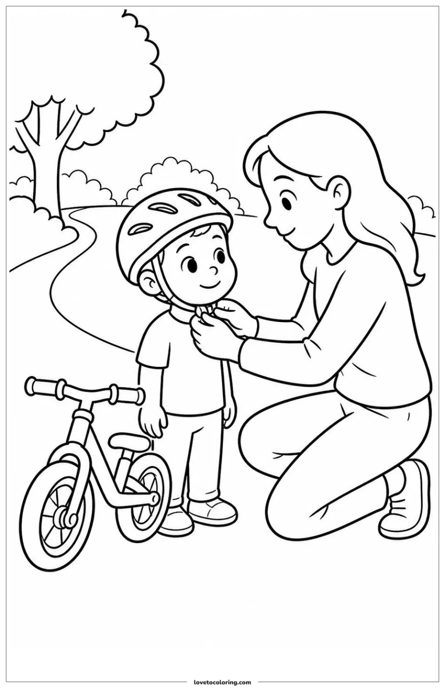 Dibujo para colorear de putting on a bike helmet