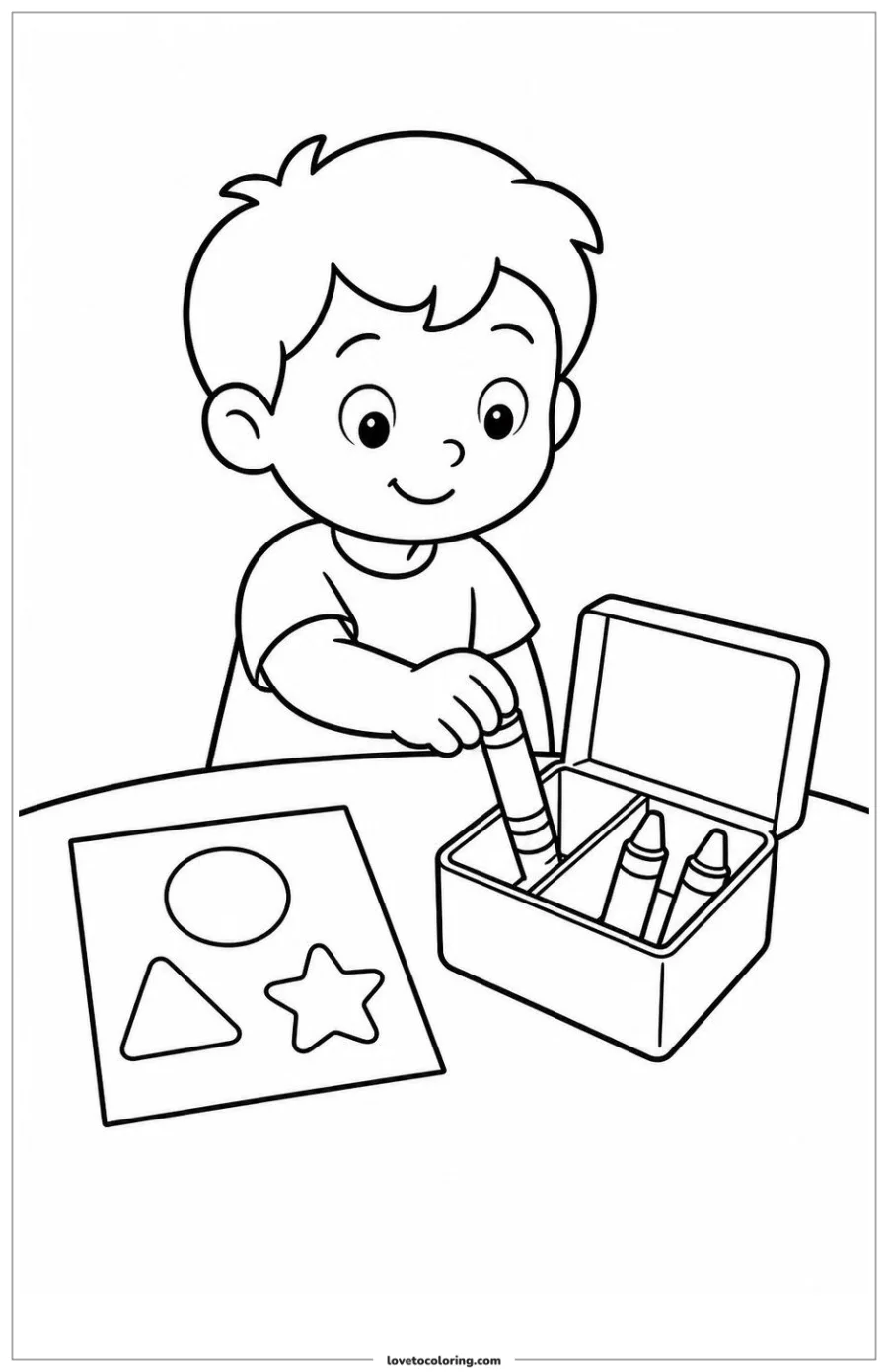 Dibujo para colorear de putting crayons away