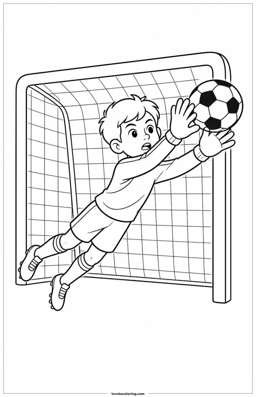 Dibujo para colorear de goalkeeper making a save