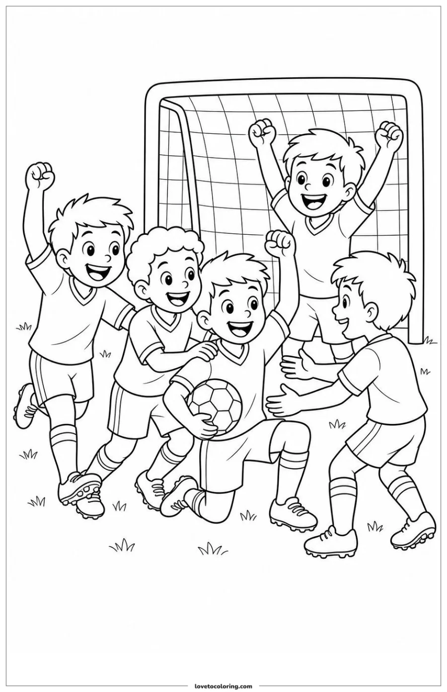 Dibujo para colorear de celebrating a goal together