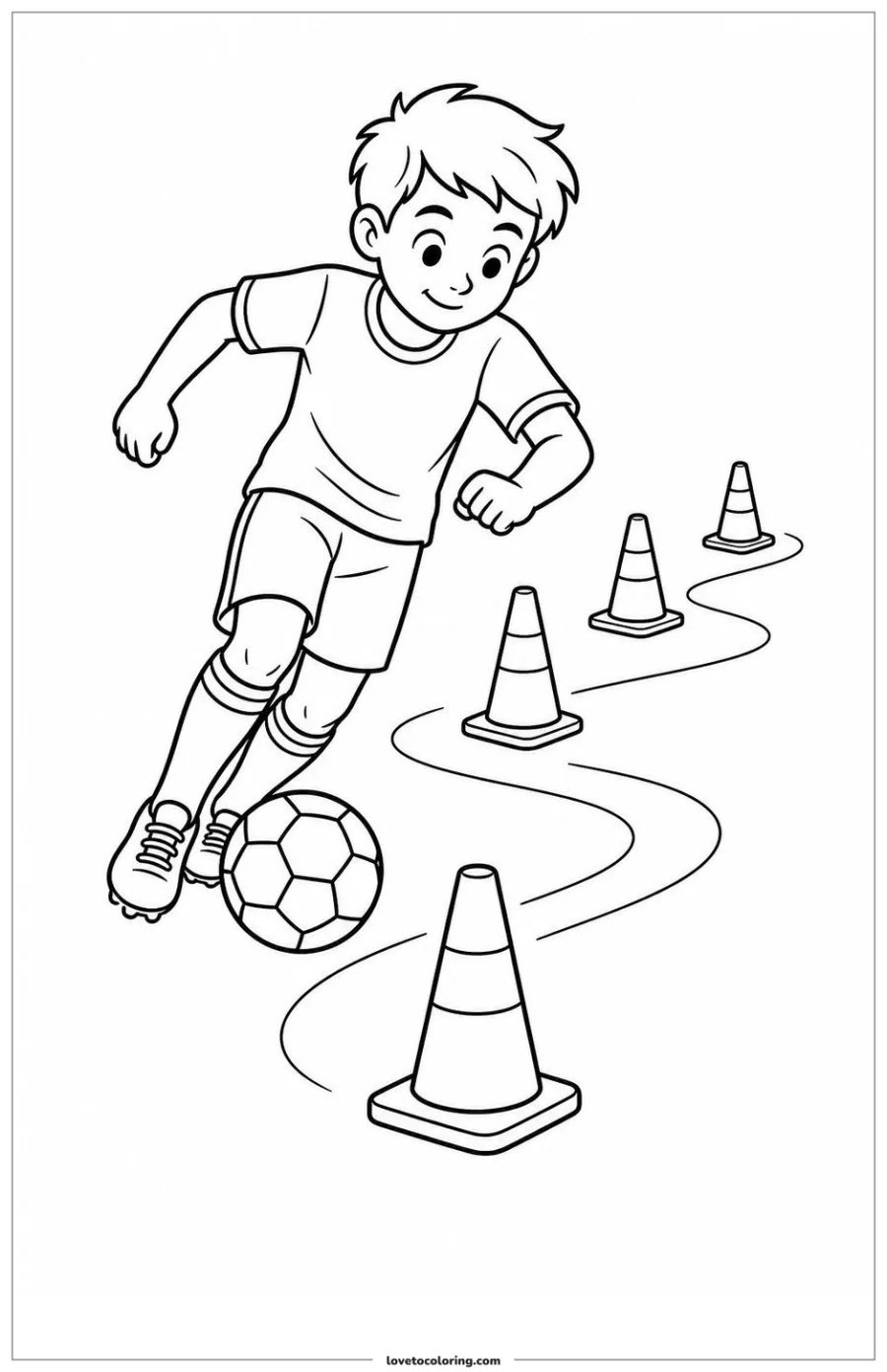 Dibujo para colorear de dribbling around training cones