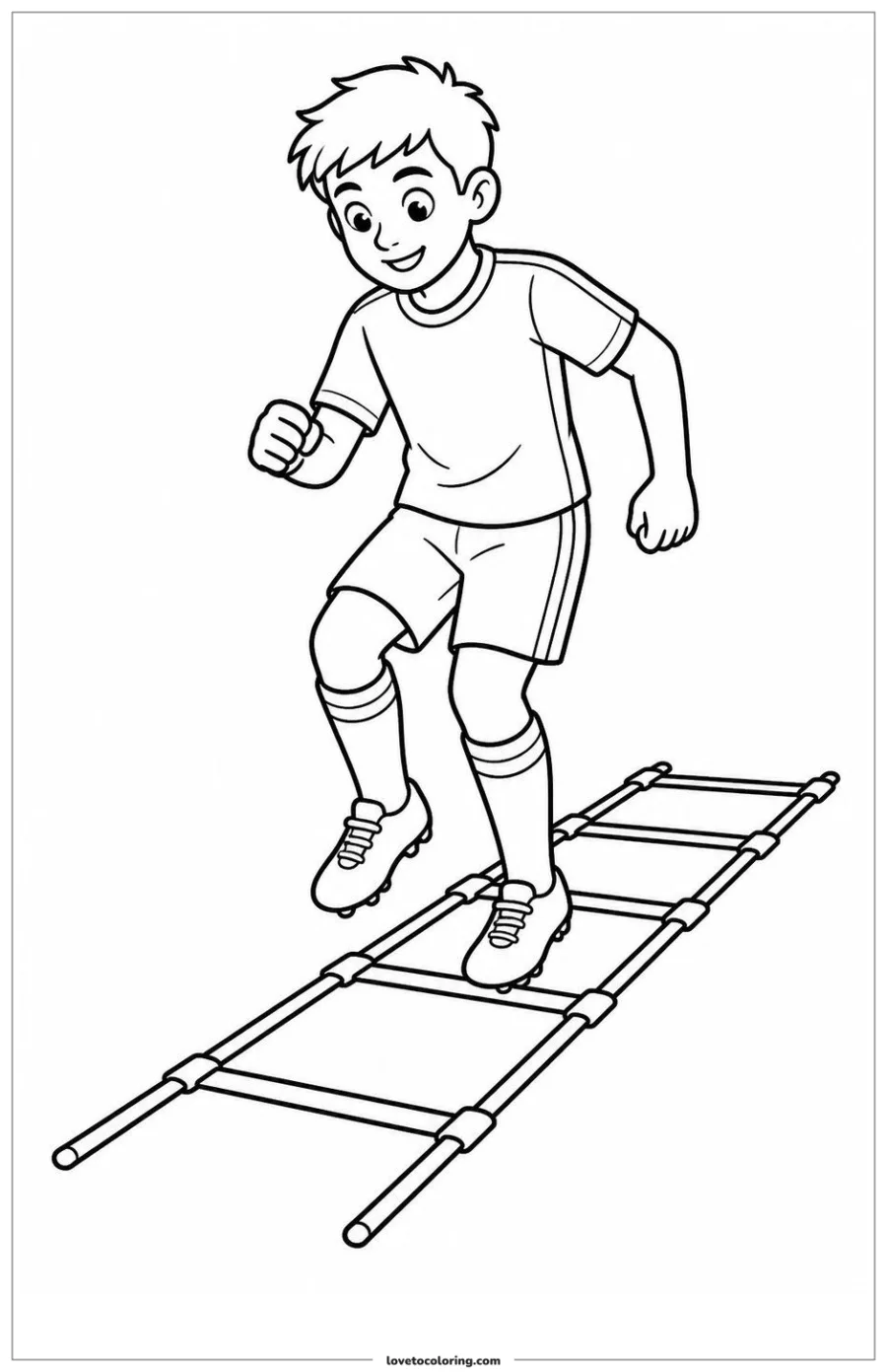 Dibujo para colorear de practicing footwork on an agility ladder