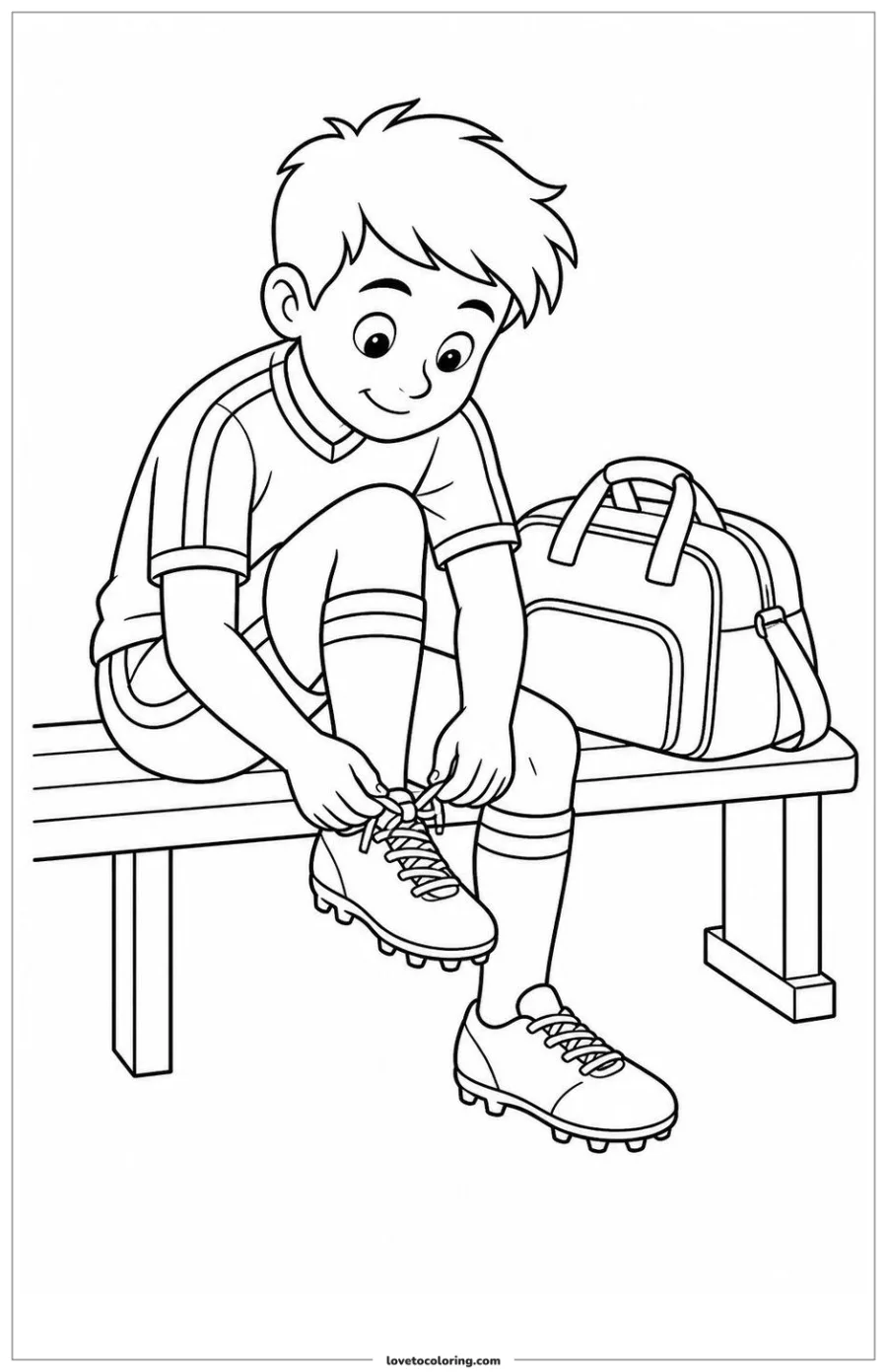 Dibujo para colorear de tying cleats before a match