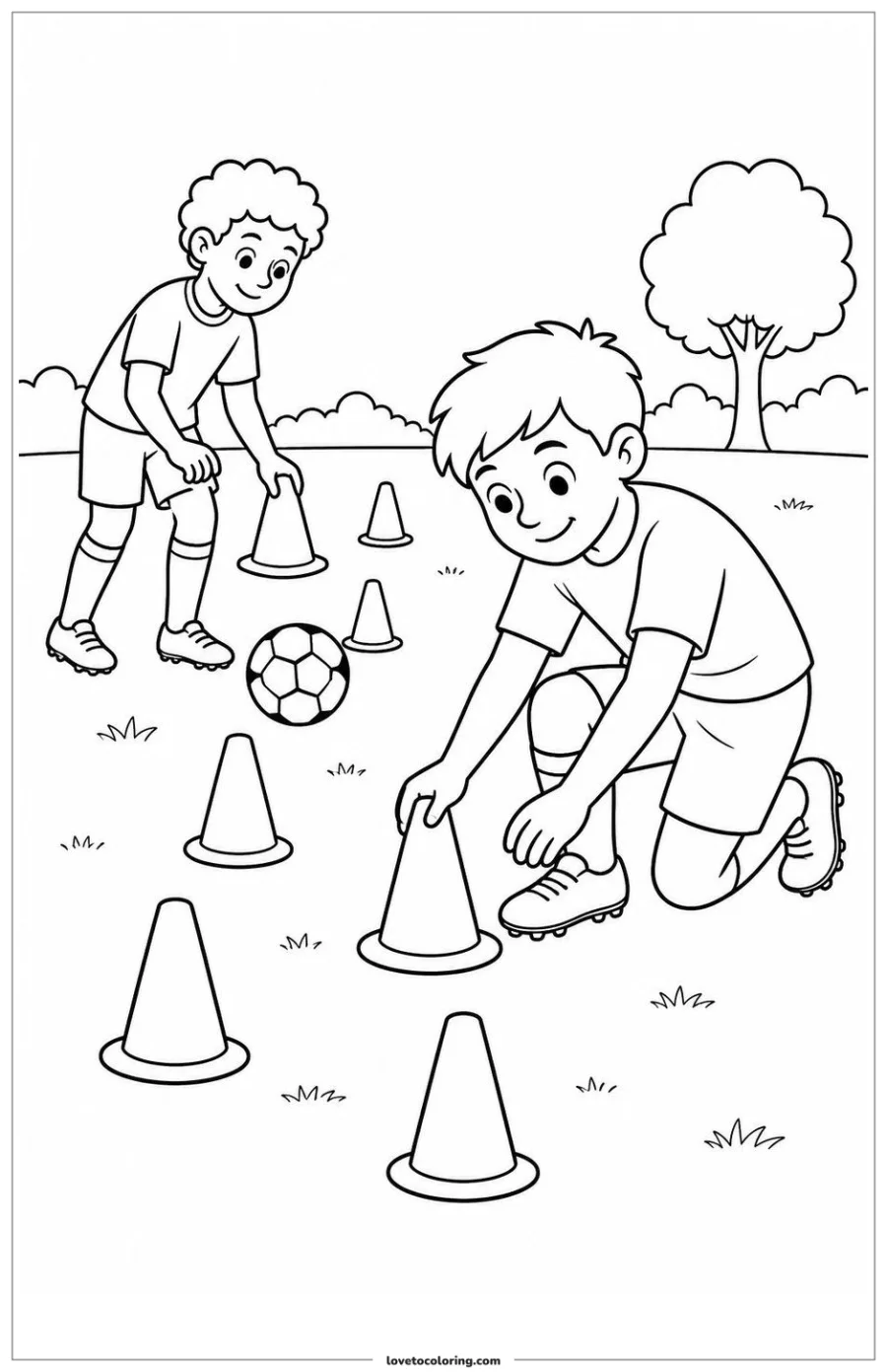 Dibujo para colorear de setting up training cones