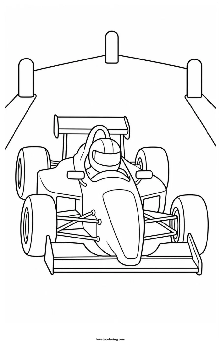 Dibujo para colorear de race car approaching a finish marker