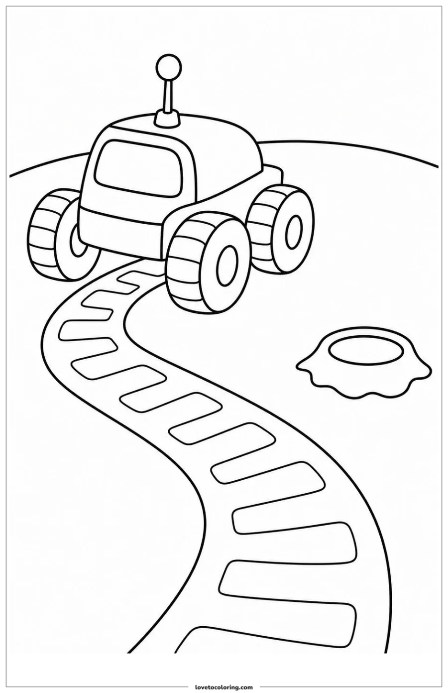 Dibujo para colorear de moon rover leaving a clear track pattern