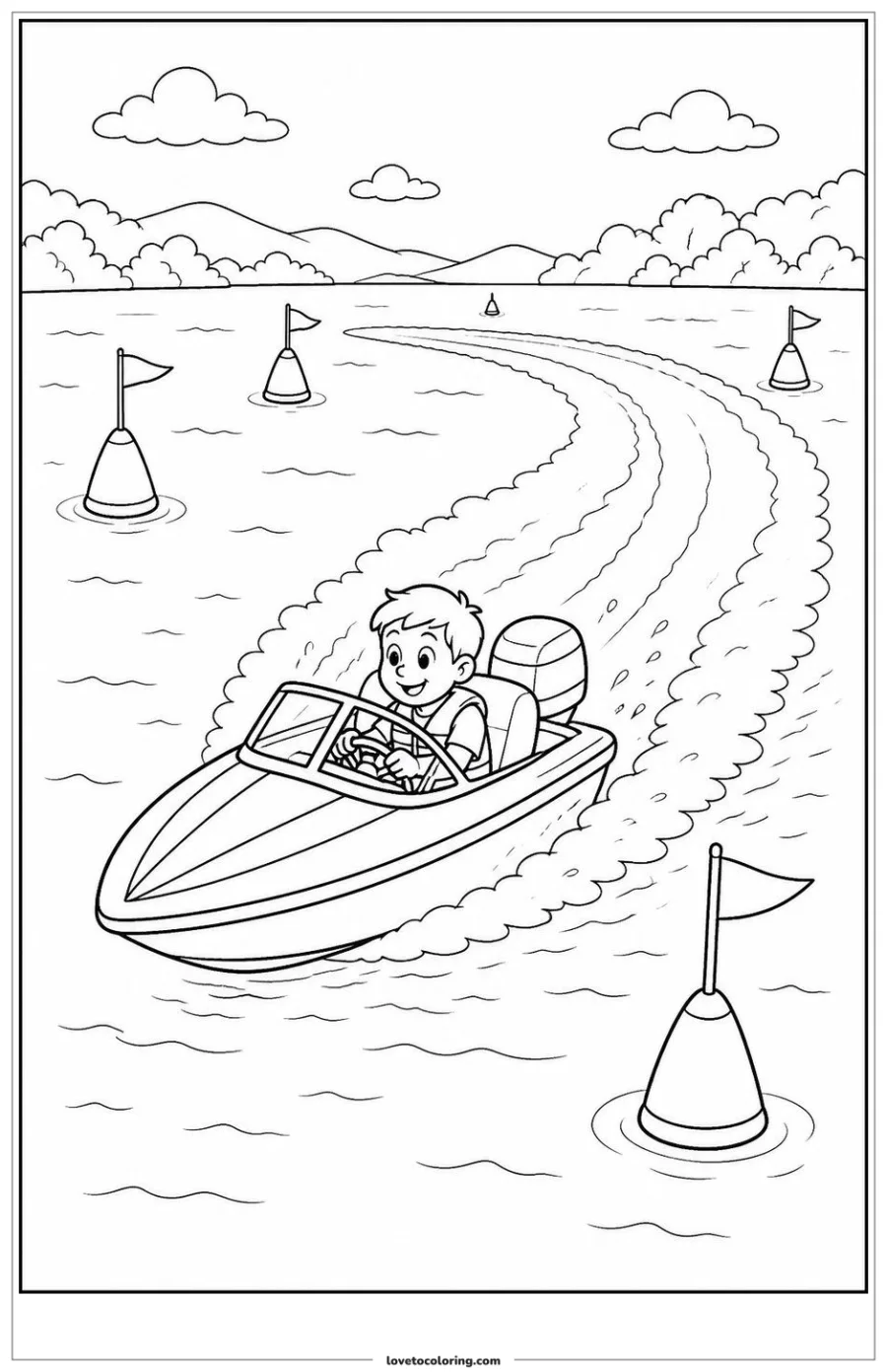 Dibujo para colorear de speedboat leaving a wide wake