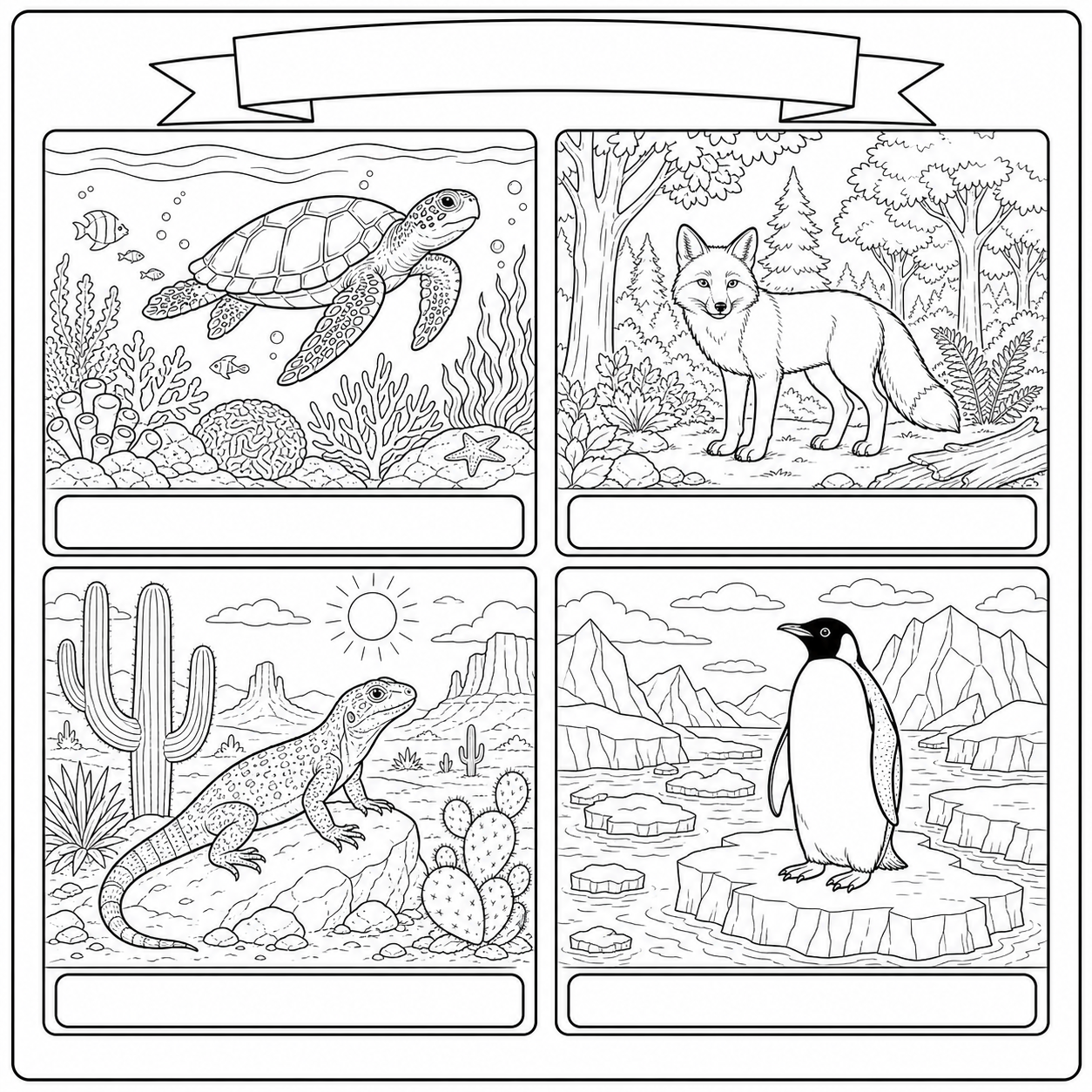 Ficha para colorear sobre los hábitats de los animales